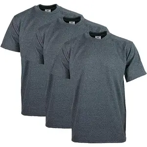 3 Pack Pro Club Men's Heavyweight Short Sleeve T-Charcoal Grey