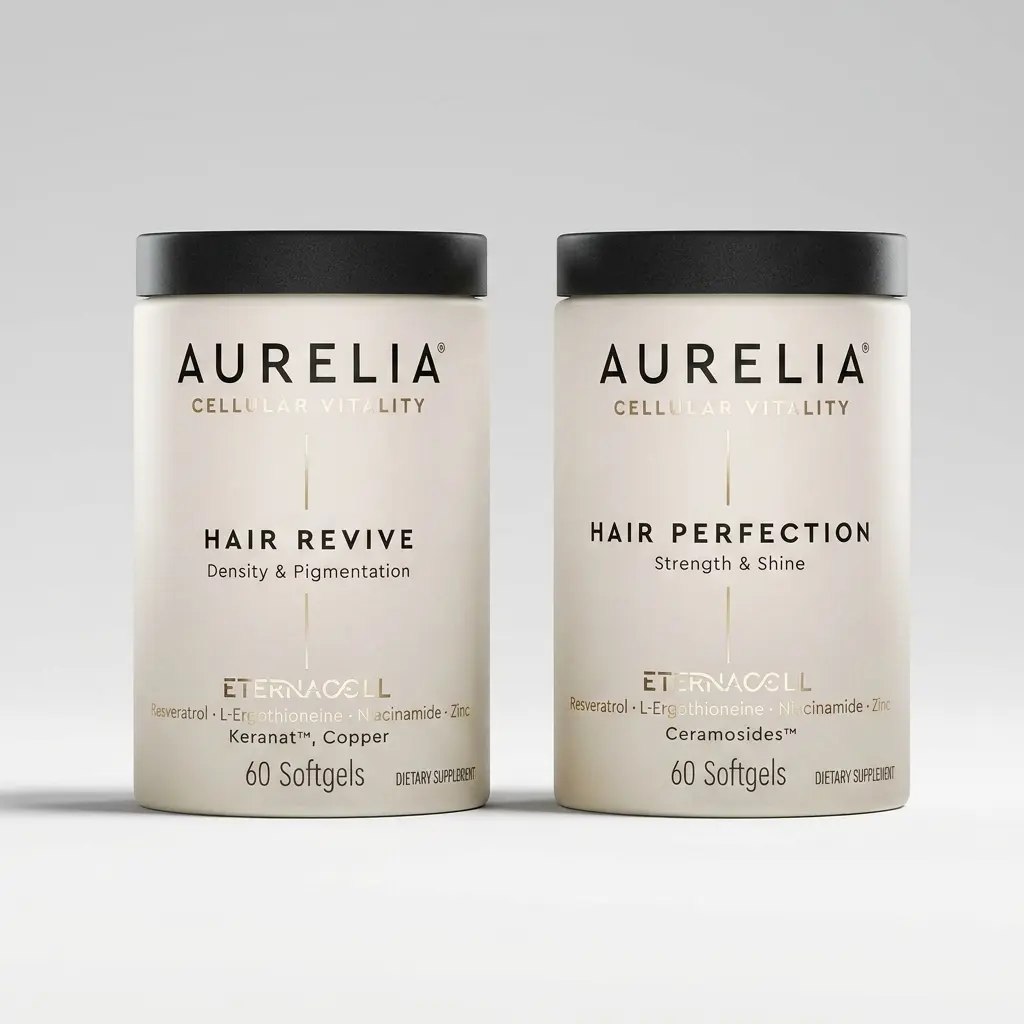 AURELIA Hair Revive, Hair Perfection | Advanced Cellular Anti-Aging Supplement | Support Hair Growth & Fuller, Healthier Hair | Supports Hair Growth | ETERNACELL Blend - Zinc, Resveratrol, Niacinamide, Ergothioneine