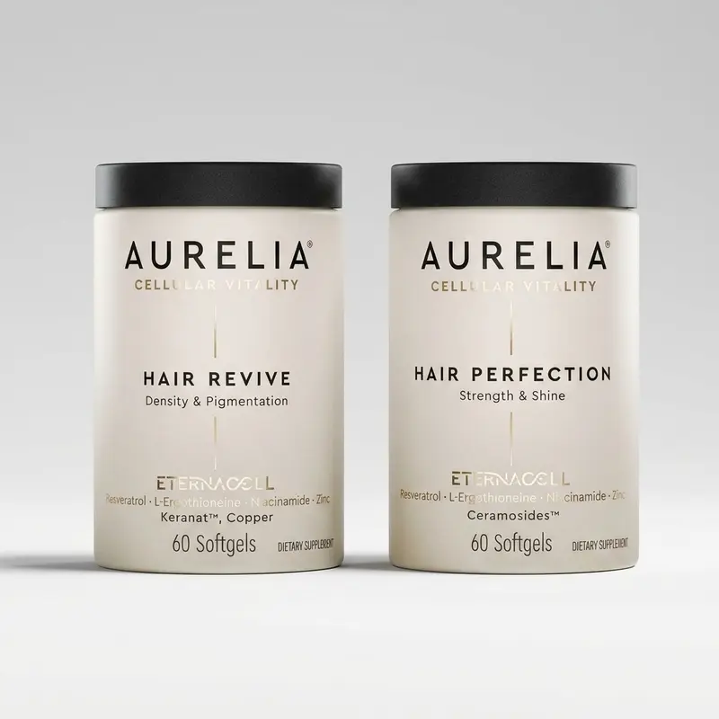 AURELIA Hair Revive, Hair Perfection | Advanced Cellular Anti-Aging Supplement | Support Hair Growth & Fuller, Healthier Hair | Supports Hair Growth | ETERNACELL Blend - Zinc, Resveratrol, Niacinamide, Ergothioneine