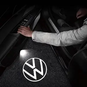 LED Car Door Welcome Lights Projector Lamp, Night Atmosphere Ghost Light, Led Car Ambient Light, Car Ambient Lighting, Automotive Accessories for Vw Arteon CC Passat B6 B7 Golf Touareg Jetta Sagitar