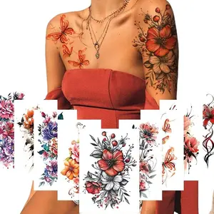 9 Sheets Flower Tattoo Stickers for Women's Arm Body Decor Waterproof Butterfly Temporary Tattoos Disposable Fake Tattoo
