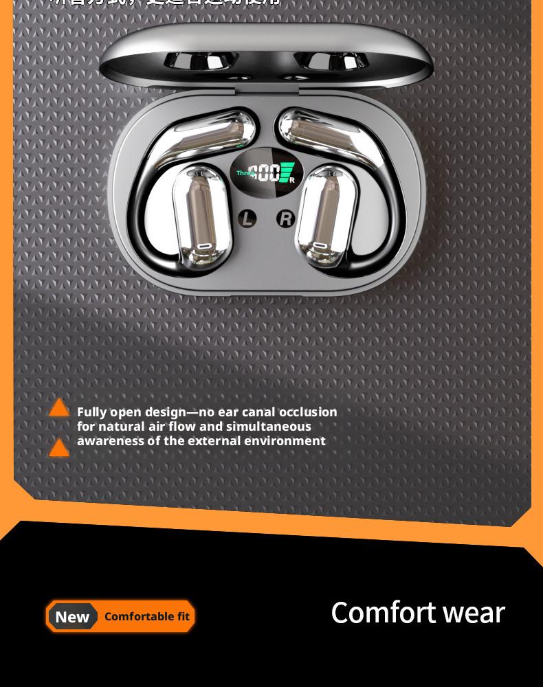 2026 Open Ear Bluetooth Headphones, LED Digital Display, DT5.0 Directional Sound, 13mm Dynamic Driver, 75H Playtime, Over-Ear Wireless Earbuds for Sports/Running