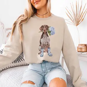 Floral Pointer T-Shirt / Sweatshirt / Hoodie, German Shorthaired Pointer Toile shirt, Pointer Lover Gift, Flower Pointer Teacher , Dog Mom Mother Day Cotton Fabric