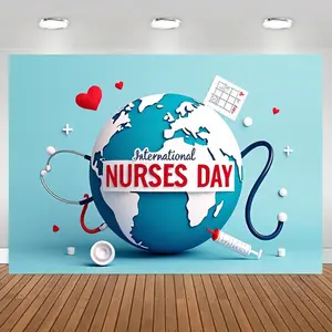 1pc Celebrating National Nurses Week Backdrop Banner for Parties, High-Definition Printed Photography Wall Ideal for Various Themed Decorations in Gardens, Courtyards, And Events, Home Decoration Easy