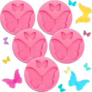 5 count Mini Butterfly  Molds Cute Butterfly Fondant Cupcake Topper  Candy  Epoxy Molds for Sugarcraft Cake Decorating, Polymer Clay Soap Craft DIY Tool