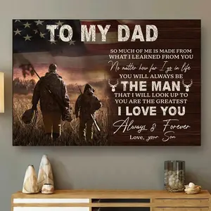 Hunting Poster To My Dad Poster From Son I Know It's Not Easy For A Man Poster Hunting Lover Poster Vintage Retro Art Picture Home Wall Decor Poster No Frame Best Gift For Fathers Day, Birthday, Christmas