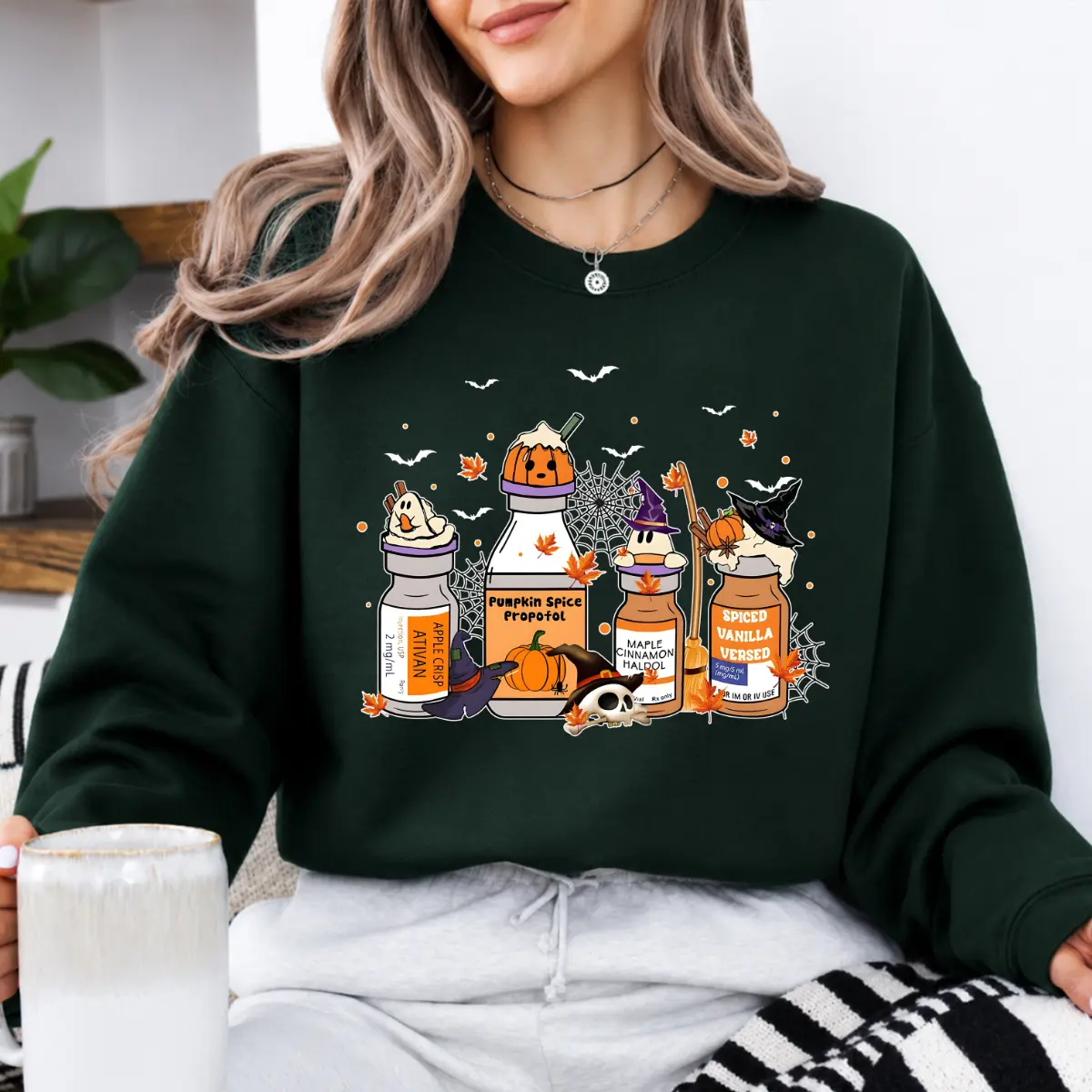 Women's Halloween Anesthesia Hoodie & Casual Tops, Funny CRNA Anesthesiologist Graphic Tee, Pumpkin Spice Propofol Medical Shirt, Spooky Fall Gift - JACKSON HOAI STORE