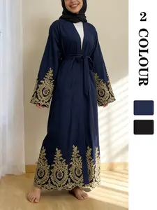 Muslim Sleepwear Without Inner Dress Nida High-End Open Islamic Abaya Long Robe, Trim, Casual Loose Fit, All Seasons