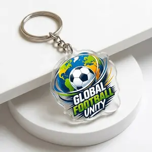Double-Sided Soccer Championship Acrylic Keychain - Clear Sports Keyring