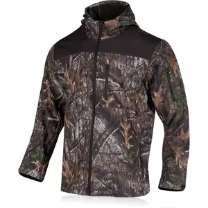 Camo Hunting Jacket for Men Lightweight Softshell Fleece Waterproof Windproof Outdoors Hiking Fishing Zip Up Hoodie