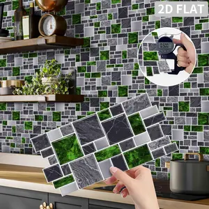 Pvc Self-Adhesive Splash Proof Wall Sticker, Self Adhesive Wallpaper - Striped Marble Pattern, Available In 12/24 Packs, Seamless Splicing Design, Perfect For Smooth Walls In Bathrooms, Kitchens, Waterproof And Easy To Clean, Home Use