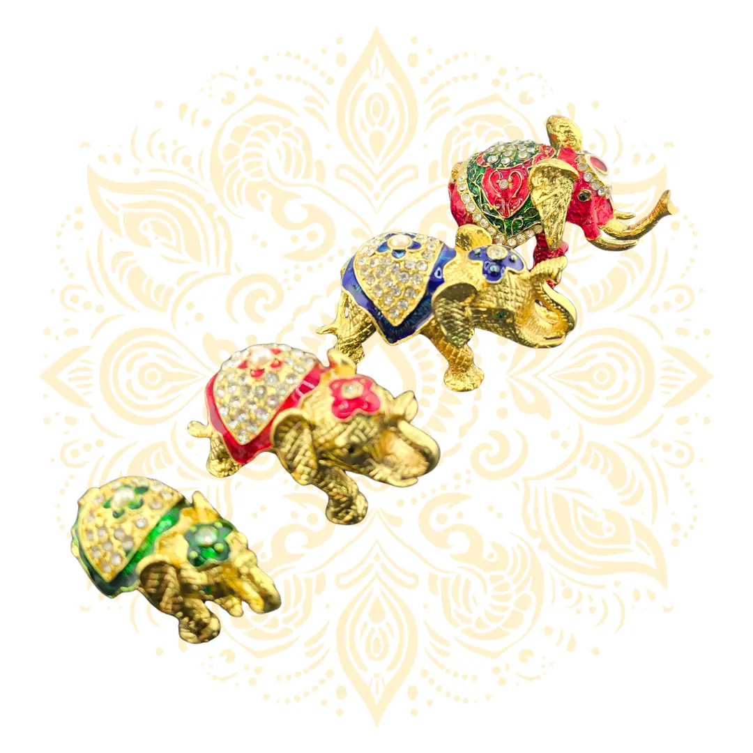Jeweled Elephant Decorative Trinket Box