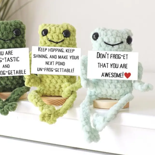 Positive Leggy Frog, Pick Me Up Gift,  Funny Desk Buddy, Yankee Swap, White Elephant Gift Exchange, Thinking Of You Desk Buddy