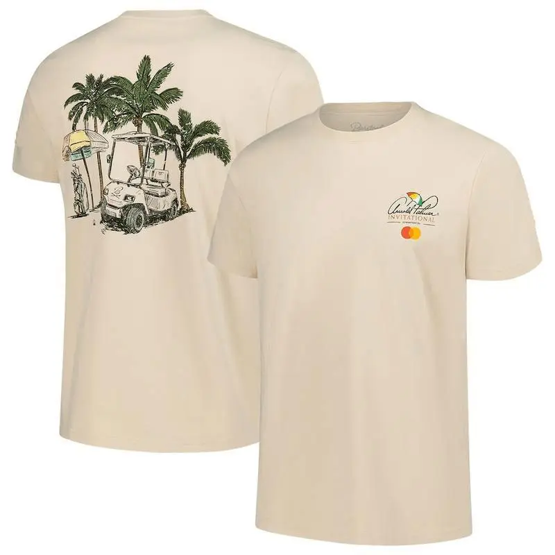 Men's Golf Tan Arnold Palmer Invitational Golf Cart T-Shirt, Gift for Him, Full Color, For Men, Summer Outfits