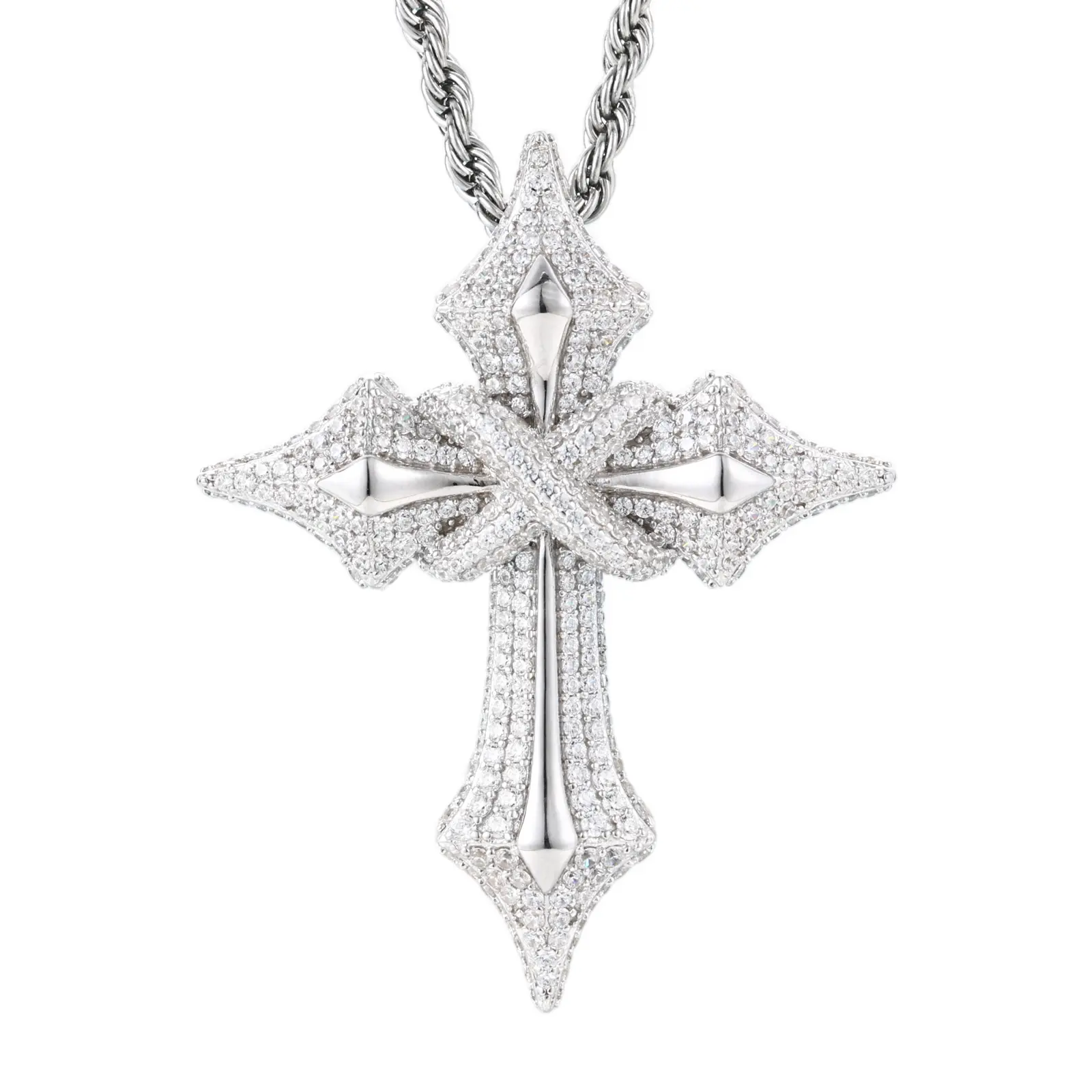 UCCIYO Infinite Symbol Cross Pendant P785 UCCIYO Lab-Created Moissanite S925 Sterling Silver Moissanite Pendant Necklace For Women Men Hip Hop Jewelry Gift【#P785】