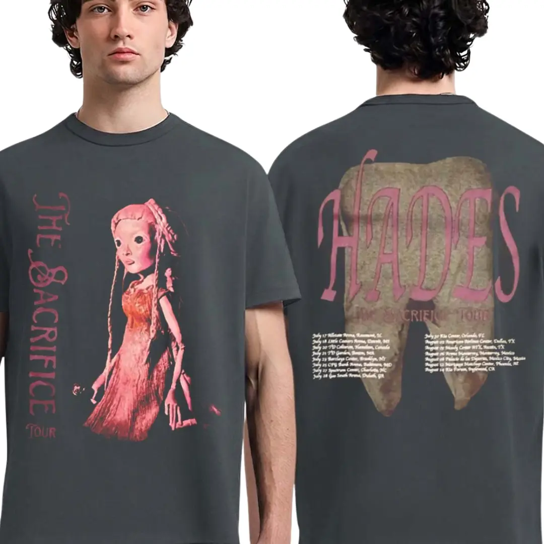 Comfort Colors Hades The Sacrifice Tour T-Shirt – Two-Sided Gothic Doll Graphic Tee, Dark Alternative Fan Gift Music Fan Gift, Shirt For Men