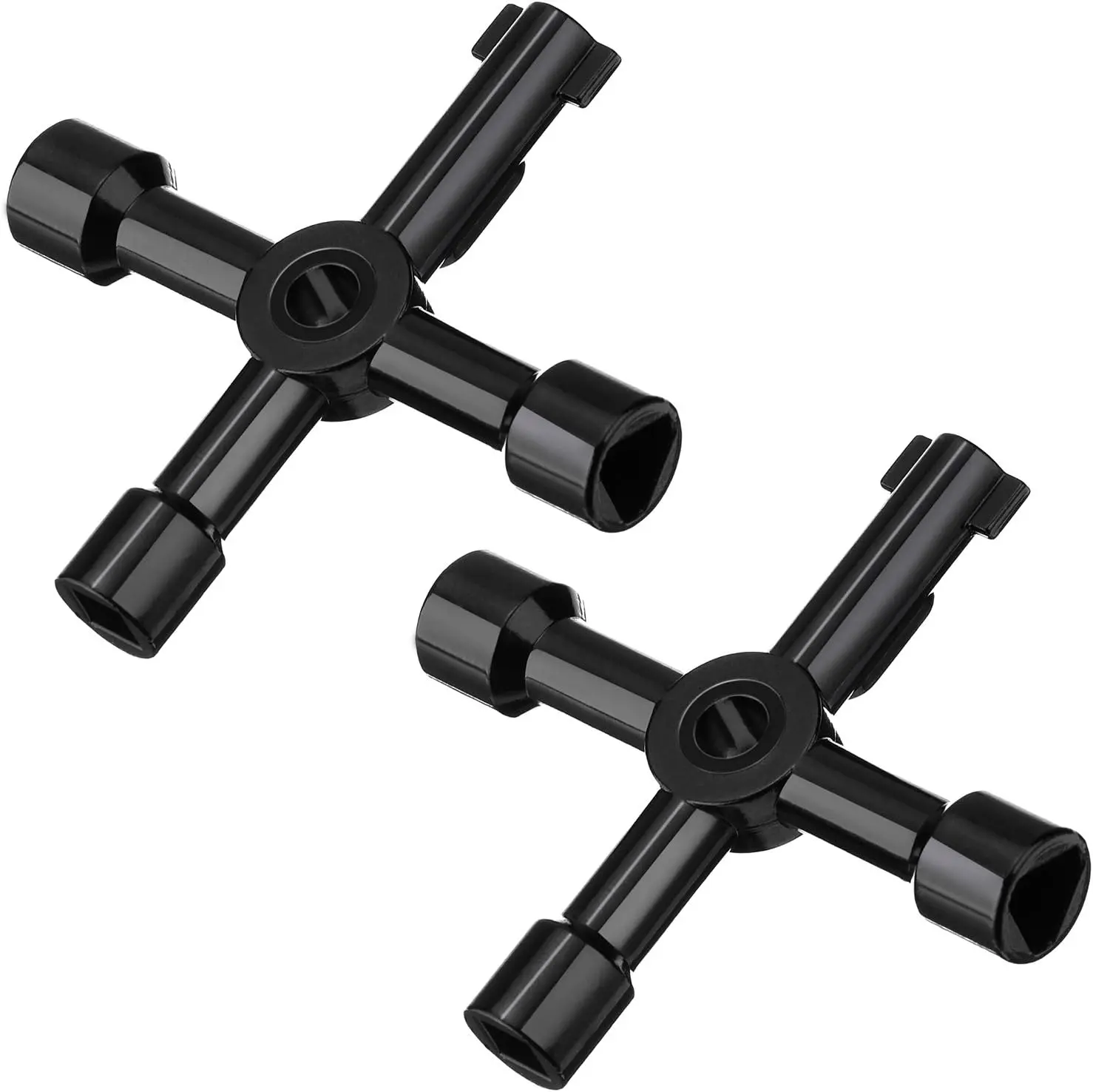 2-Pack 4-Way Utility Key Tool – Multi-Function Electric Cabinet Panel Key for Gas, Water, Meter Boxes & More (Black)