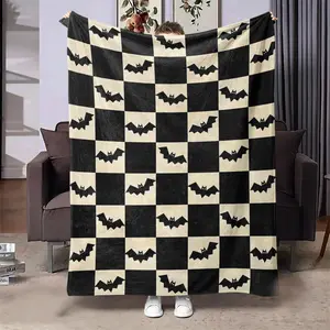 Bat Pattern Blanket, Soft Throw Blanket, Air-conditioned Room Blanket, Warm Nap Blanket, Stylish Blanket for Home Office Travel Camping
