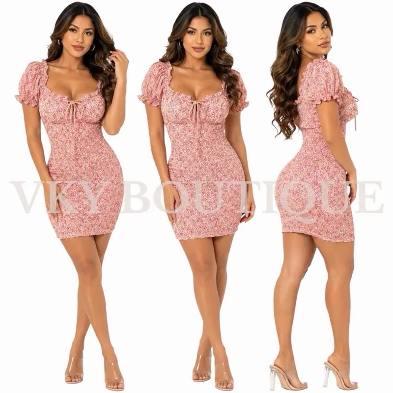 Floral Smocked Off Shoulder Mini Dress BL