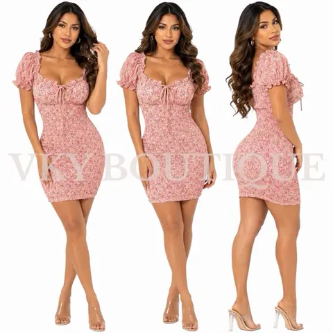 Floral Smocked Off Shoulder Mini Dress BL