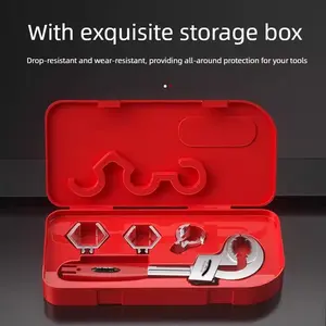 Multifunctional Sink Wrench, Universal Large Opening Adjustable Wrench, Aluminium Alloy Double Ended Spanner for Bathroom Plumbing