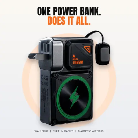 【Magnetic Power Bank】10000mAh Wireless Portable Charger with Built-in Wall Plug, Cables & Foldable Kickstand, 22.5W Battery Pack for iPhone/Android