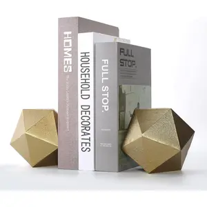Geometric Decorative Ball Shaped Bookends, Modern Cast Iron  Bookends for Office Desk, Book Shelf, Room Decor,  Office, Book Stand or Organizer, Set of 2