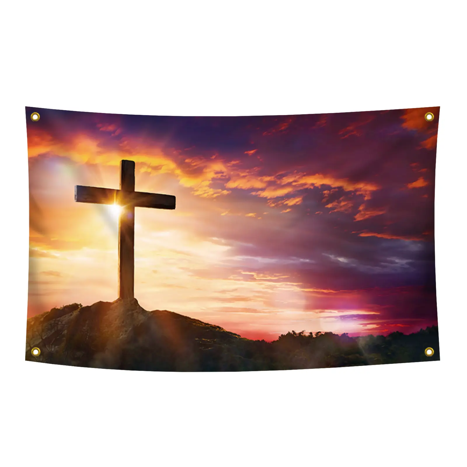 He is Risen Flag  Religious Easter Cross Jesus Flag Banner,Suitable for party decorations door outdoor garden decorations