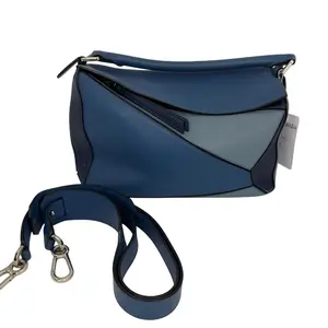 Pre-owned Loewe Used Puzzle multi shade blue calfskin leather crossbody handbag
