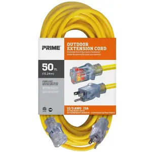 50 ft. Outdoor Heavy Duty Extension Cord 12/3  Gauge SJTW Yellow