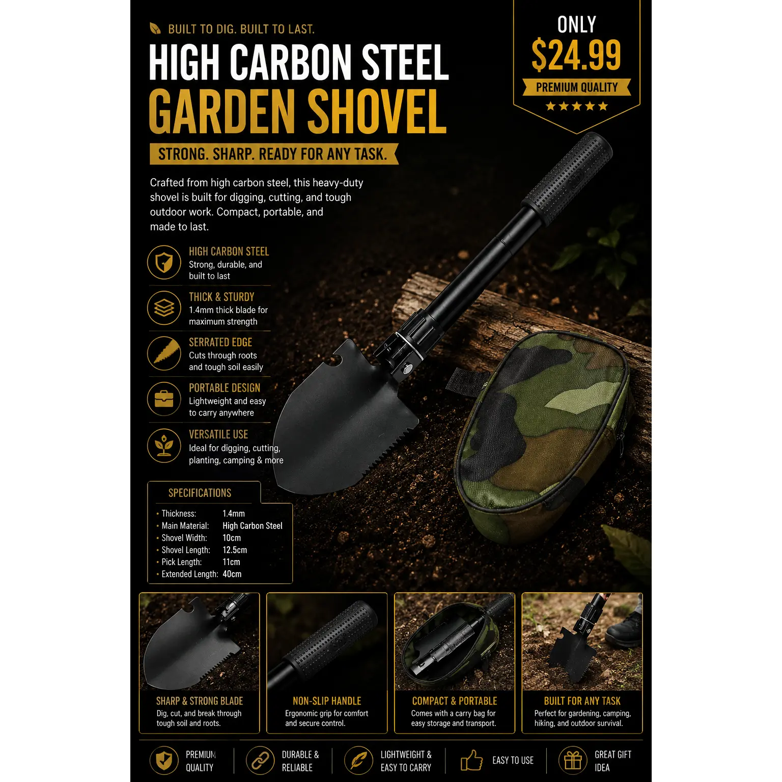 High Carbon Steel Gardening Shovel