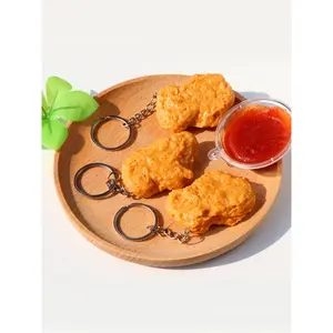 Chicken Block Keychain, Fashionable Chicken Food Accessory, Cute Car Key Chain, Realistic Fried Chicken Key Ring, Women's Key Holder, Lightweight Keychain, Keychain For Bags