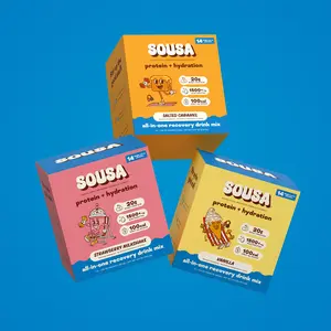Sousa, Variety Pack Protein + Hydration Mix, 20g Whey Protein + 1500mg Electrolytes, 42 Packets, 3 Boxes, Fitness & Daily Wellness, Muscle Recovery & Hydration Support