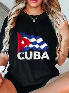 100% Cotton Unisex Cuba Country Shirt - Waving Cuban Flag T-Shirt Flags Of The World Shirts & Gifts