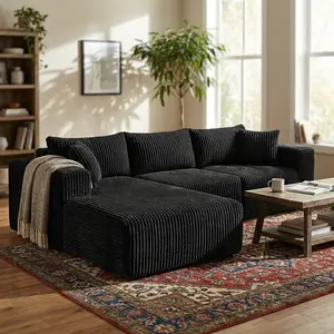 【Multiple Packages】110" Boneless Cloud Couch, 3-Piece Modular Sectional Sofa with Chaise, DIY L-Shaped Deep Seat Comfy Corduroy Couch for Living Room, Sag-Free High-Density Foam, Pet Friendly, No Assembly Required