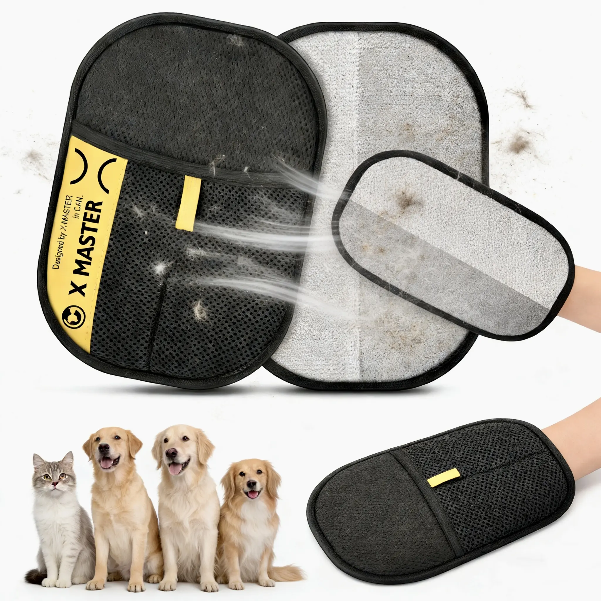 Reusable Electrostatic Pet Hair Remover Glove - Hassle-Free, Skin-Safe Cleaning Tool for Cat & Dog All Breeds and Coat Lengths, Bath Time Use on Couch, Clothes, Carpet, Fur Removal