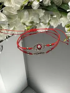 Colorful Braided Bracelet with Evil's Eye Charm - Unisex