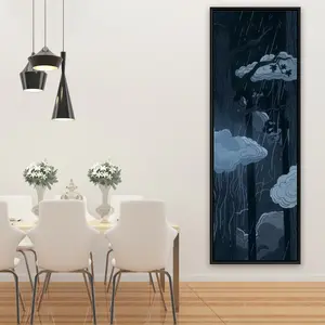 Pictorem C1FC2060H8S5HP 20 x 60 in. Sneaky Clouds - Gray Framed Canvas Wall Art for Stylish Home Decor