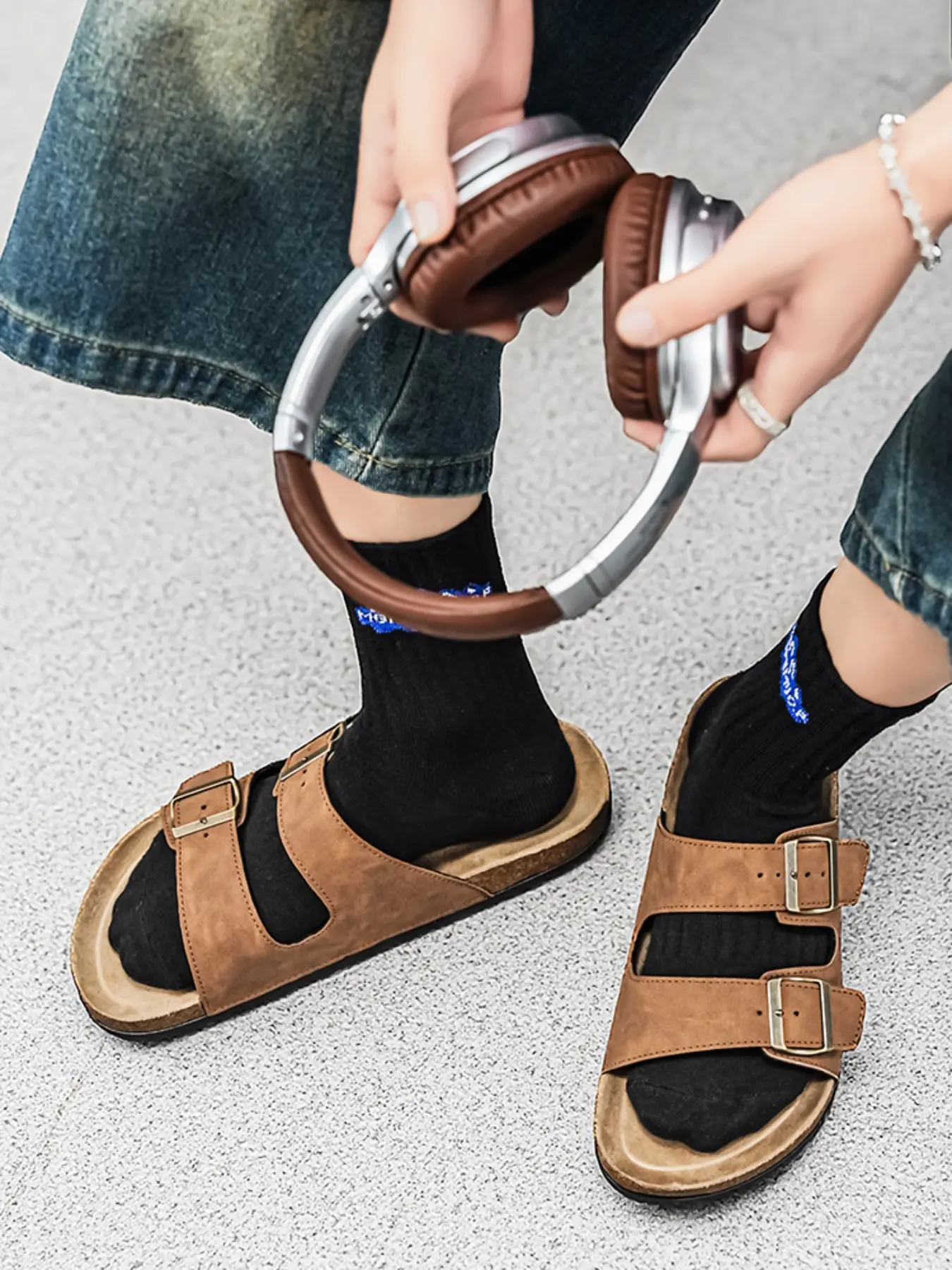 Trendy Fashion Comfort Vintage Handmade Men's Slippers, Summer, Artificial Leather, PVC Sole, Solid Pattern, Less Than Ankle Height, Footwear