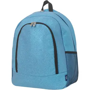Glitter Canvas School Backpack for Cheer and Dance Teams,  Sparkle Backpack for Girls(Glitter-Turquoise)
