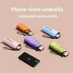 Portable Compact UV Protection Card Umbrella, Rainy and Sunny Dual Use Sunshade Capsule Umbrella, Mini Foldable 6-Panel Sun Umbrella