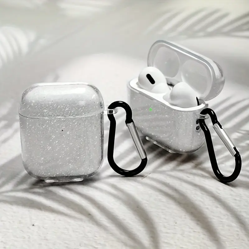 Sparkling Glitter Transparent for Airpods Case with Keychain - Durable Plastic Protective Cover for Airpods 1, 2, Pro & New 3rd Gen - Sleek, Shockproof Design Ideal for Men & Women, Wireless Earphones Case, Audio Protection