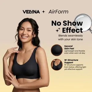 Jelly Bra 2-Pack | Buttery Soft Wireless Seamless Bralette Bras | Veluna AirForm No-Show Stretch Breathable Fitted Fabric