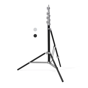 【Space-Saving】RAUBAY 10ft LT30 Light Stand – Corner Version (Black/Silver) with Air Cushion, Adjustable Photography Light Support with Bubble Level & Independent Leg, Studio Lighting Tripod for Softbox, Video & Photography