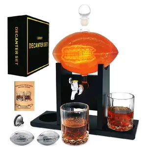 Football Whiskey Decanter Set with Glasses Spout Football Chiller,47oz Whiskey Decanter Sets for Men,Tequila Liquor Decanters for Alcohol Bourbon Gifts for Men Gifts for Dad Boyfriend Him Husband