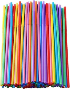 100 count Colorful Plastic Long Flexible Straws.(0.23''diameter and 10.2"long)