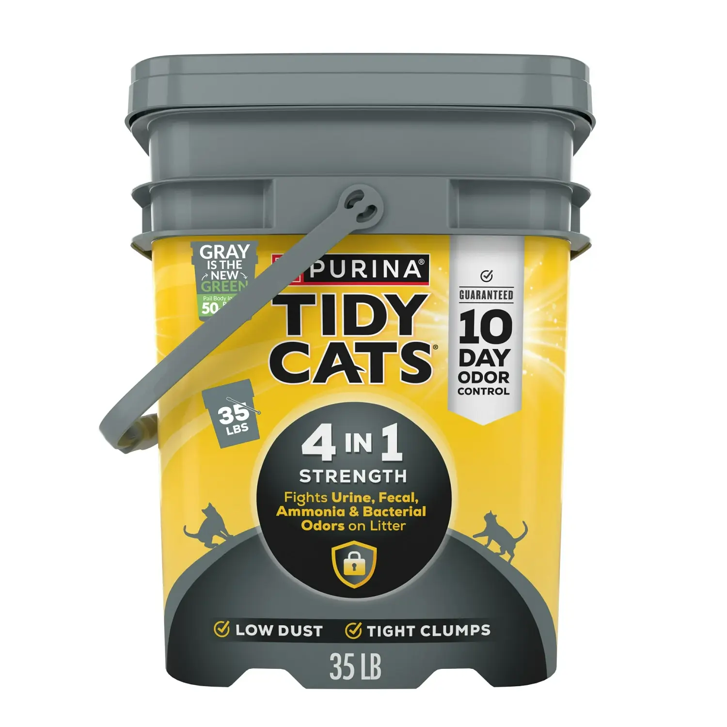 Tidy Cats 4-in-1 Clumping Cat Litter, 35 lb Pail - Odor Control, Low-Dust Formula for Feline Litter Trays