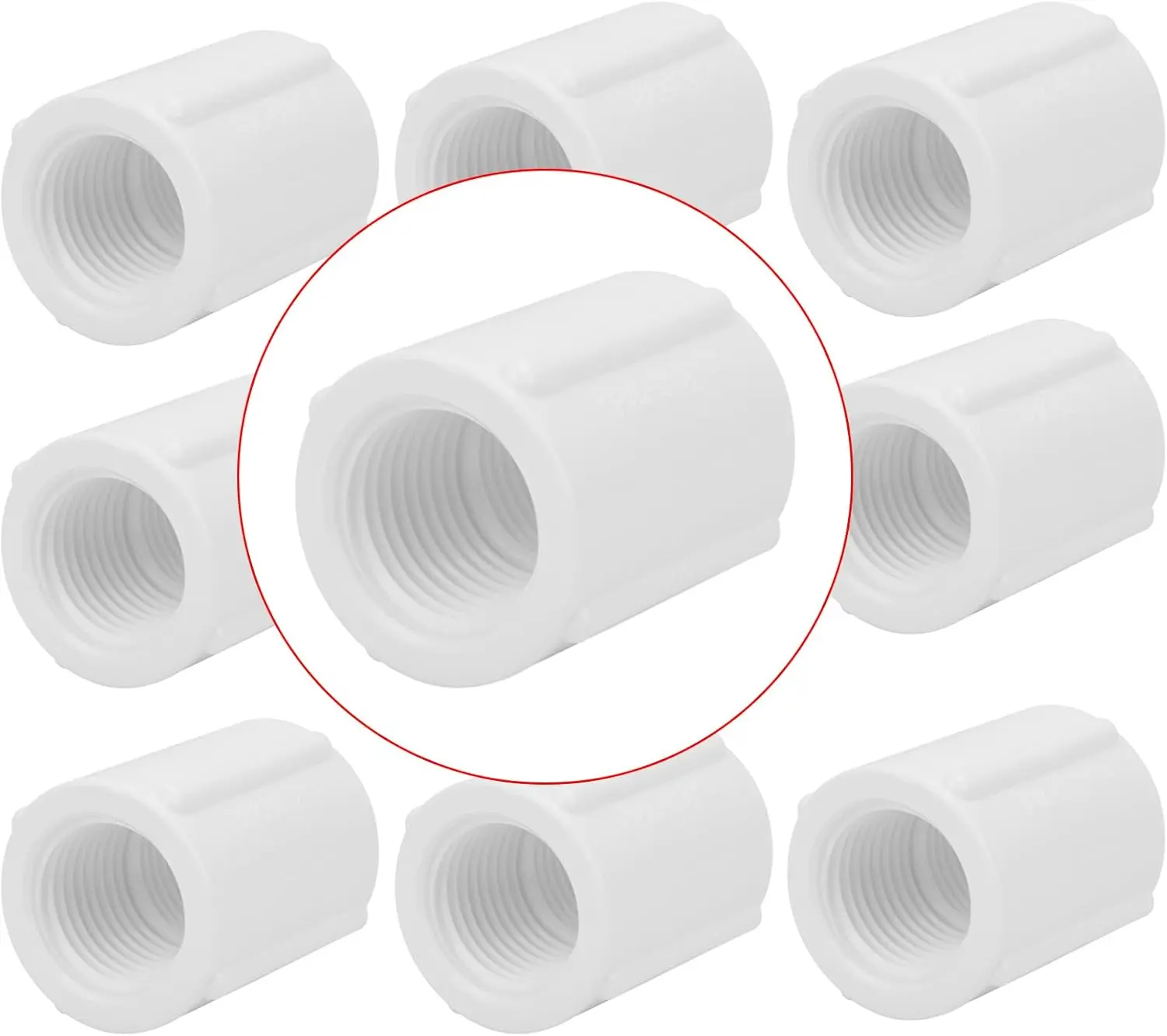 10Pack 1/2" Double Female Thread PVC Pipe Coupling Adapter Pipe Fitting Connector SCH40 1/2Inch F to F Threaded PVC Coupling Pipe Fitting for Sprinkler,Irrigation,Swimming Pools
