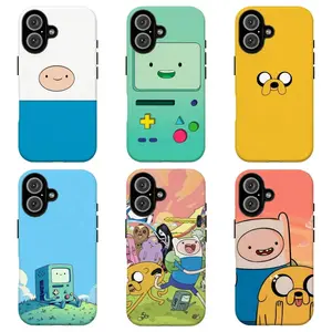 Adventure Time Cartoon Aesthetic Protective Tough Case for iPhone 11 12 13 14 15 16 17 Air Pro Max Plus Mini | Land of Ooo Vibe Mathematical Core Ultimate Impact Absorbing Shell