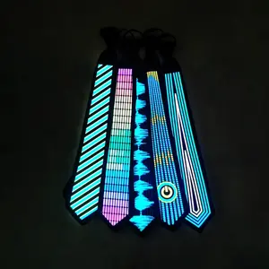 Rainbow LED Light Tie Adjustable Neon Flashing Glow Rave Party Necktie Narrow Cyberpunk Hip-hop Luminous Cravat Livehouse